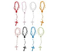 Aurgiarme 8 colores encantadores rosarios que brillan en la oscuridad para collar de cruz, joyería noctilucente, imprescindible para catolicismo, cadena de oración para mujeres, talla única, como se