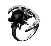 [Aurgiarme] Anillo hecho a mano con cristales de luna y estrella, hipoalergénicos, con piedras preciosas naturales, hecho a mano, accesorios de dedo con diseño de estrella y luna