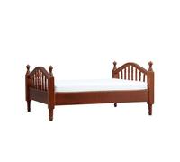 Aurgiarme Cama doble de madera a escala 1/12 con diseño tallado para casa de muñecas realista, accesorio de exhibición de escena de dormitorio, accesorio de casa de muñecas