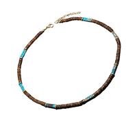 [Aurgiarme] Collar único con cuentas de madera de concha de coco marrón y piedra natural para una declaración de moda hacia adelante
