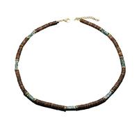 [Aurgiarme] Collar único con cuentas de madera de concha de coco marrón y piedra natural para una declaración de moda hacia adelante