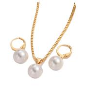 [Aurgiarme] Delicado juego de collar y aretes de corazón/perla de aleación ligera, accesorios hechos a mano, フリーサイズ, Como se describe, No es una piedra preciosa