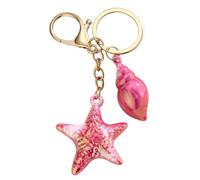 Aurgiarme Llavero de concha natural hecho a mano con colgante de estrella de caracola para amantes del mar y viajeros, accesorio temático, Rosa Roja, Talla única