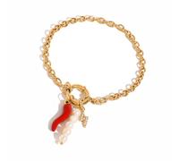 [Aurgiarme] Pulsera de acero inoxidable para mujer, elegante pulsera con colgante de perlas para uso diario y eventos especiales