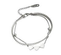 [Aurgiarme] Pulsera multicapa con colgante de corazón de moda, joyería de muñeca perfecta para parejas jóvenes y mejores amigos