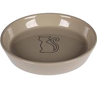 Auri Ceramic Cat Food and Water Bowl Oval Taupe 500 ml 20 x 3.5 cm