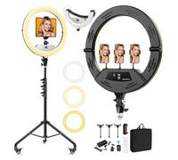 Auriani Lámpara de Anillo Grande de 22 Pulgadas con Soporte, luz de Anillo Grande led Plegable Mejorada con trípode de 75 Pulgadas y Mini Bandeja de Rueda de trípode para Tatuaje en Vivo Maquillaje