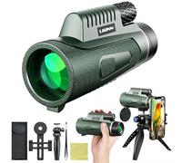 Auricase Telescopio Monocular, Telescopio Monoculares de Largo Alcance 12x50, BAK4 Prisma y Lente FMC,monocular, Monocular Telescope para Teatro y Animales Salvajes (Verde)