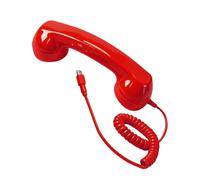 Auricular de teléfono retro con cable de estilo vintage con micrófono | Altavoz de línea fija de audio transparente tipo C con micrófono para teléfono celular para aula, escuela, Halloween