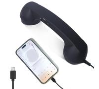 Auricular de Teléfono Retro, Estilo Clásico de Línea Fija con Conexión Type-C, Receptor de Teléfono Antiguo con Cable, Auricular de Línea Fija para Videoconferencias, Llamadas y Reuniones Móviles