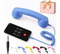 Auricular de teléfono retro, receptor de línea fija con cable USB/Tipo C de 0,13 pulgadas con micrófono y altavoz, compatible con iPhone y Android.
