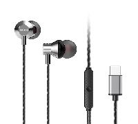 Auriculares Aiwa con cable USB-C micrófono y graves potentes intrauditivos plateados