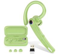 Auricular manos libres Mono Superior con 120H Rendimiento Llamadas, 2 Mics Anti-ruido IA, V5.4 Auricular Bluetooth con Dongle USB PC y Móvil, Conexión a 2 Dispositivos para Conductor/Negocios, Verde
