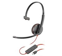 Auricular Poly Blackwire 3210 con cable - Micrófono con cancelación de ruido - Diseño monoaural - Conexión a PC/Mac mediante USB-C o USB-A - Funciona con Teams y Zoom