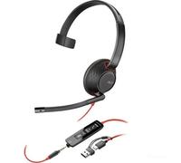 Auricular Poly Blackwire 5210 + 3.5 mm + Adaptador USB-C/A/ con Micrófono/ Jack 3.5 - USB Tipo-C/ Jack 3.5 - USB Tipo-C/ Bulk/ Negros