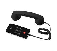 Auricular retro con cable con conexión tipo C diseñado para configuraciones minimalistas de escritorio e interacción de audio enfocada (negro)