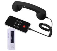 Auricular retro para teléfono, receptor de mango de línea fija estilo retro tipo C, receptor de teléfono celular de mano clásico con cable para todos los teléfonos celulares (negro, tipo C)