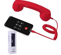 Auricular retro para teléfono, receptor de mango de línea fija estilo retro tipo C, receptor de teléfono celular de mano clásico con cable para todos los teléfonos celulares (rojo, tipo C)