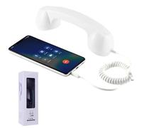 Auricular retro para teléfono, receptor de mango de línea fija estilo retro tipo C, receptor de teléfono celular de mano clásico con cable para todos los teléfonos celulares (blanco, 3.5 mm)