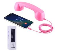 Auricular retro para teléfono, receptor de mango de línea fija estilo retro tipo C, receptor de teléfono celular de mano clásico con cable para todos los teléfonos celulares (rosa, 3.5 mm)