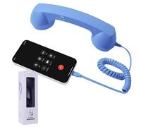 Auricular retro para teléfono, receptor de mango de línea fija estilo retro tipo C, receptor de teléfono celular de mano clásico con cable para todos los teléfonos celulares (azul, tipo C)
