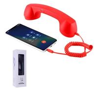 Auricular retro para teléfono, receptor de mango de línea fija estilo retro tipo C, receptor de teléfono celular de mano clásico con cable para todos los teléfonos celulares (rojo, 3.5 mm)