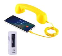 Auricular retro para teléfono, receptor de mango de línea fija estilo retro tipo C, receptor de teléfono celular de mano clásico con cable para todos los teléfonos celulares (amarillo, 3.5 mm)