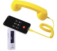 Auricular retro para teléfono, receptor de mango de línea fija estilo retro tipo C, receptor de teléfono celular de mano clásico con cable para todos los teléfonos celulares (amarillo, tipo C)