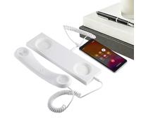 Auricular retro para teléfono, receptor de teléfono celular con cable tipo C con micrófono, diseño de agarre cómodo, herramienta de manejo de llamadas para oficina, hogar, aula, estudio, video
