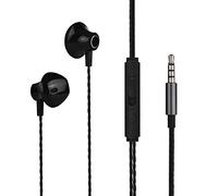 Auricular Tooth Mini Subwoofer de Auriculares con en la Oreja de 3,5 mm con Auriculares en del Juego de Control de Volumen de Trigo Auriculares Fuertes (Black, One Size)