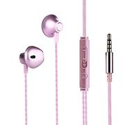 Auricular Tooth Mini Subwoofer de Auriculares con en la Oreja de 3,5 mm con Auriculares en del Juego de Control de Volumen de Trigo Auriculares Fuertes (Rose Gold, One Size)