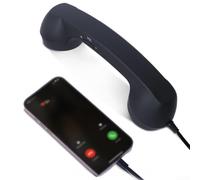 Auricular USB-C de diseño retro para dispositivos móviles que proporciona una captura de voz clara e interacción física consistente (negro)