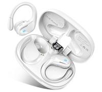 Auriculare Inalámbricos Deportivos, Nueva Auriculares Bluetooth 5.4 con HD Mic, 75H Cascos Inalambricos Bluetooth HiFi Estéreo, Cancelacion Ruido ENC Auriculares Running, IP8 Impermeable/Blanco claro