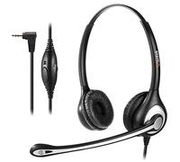 Auriculares 2,5 mm Binaural con Cancelación de Ruido Micrófono y Control de Volumen, WANTEK Cascos Teléfono Fijo Inalámbrico para Polycom Siemens Gigaset Cisco Linksys SPA Teléfonos DECT(602J25D)