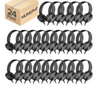 Auriculares a granel para aula, paquete de 24, auriculares duraderos con cable para estudiantes, cómodos auriculares giratorios para la escuela, biblioteca, aprendizaje en línea para niños, sonido