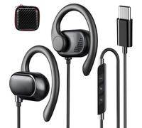 Auriculares abiertos con cable USB C para iPhone 17, 16 Pro Max, A15, Samsung S26, S25, Ultra, S24, S23 FE, tipo C, con gancho para la oreja y micrófono, para iPad Air 11, 10ª oficina, correr, niños