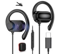 Auriculares abiertos USB-C con cable con gancho tipo C, auriculares con cable con micrófono, control de volumen, estéreo de alta fidelidad para iPhone 16 15, Samsung Galaxy, Google Pixel, OnePlus