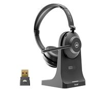 Auriculares Axtel AXH-ONEBTD-CB inalámbricos Bluetooth para oficina con Cancelación de Ruido, Micrófono y carga USB-C, color negro
