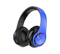 Auriculares Bluetooth 5.0 Estéreo con Bluetooth Que Cancela los Auriculares estéreo inalámbricos sobre los Auriculares del Ruido Auriculares Bluetooth del oído (Blue, One Size)