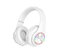 Auriculares Bluetooth 5.0 Estéreo con Bluetooth Que Cancela los Auriculares estéreo inalámbricos sobre los Auriculares del Ruido Auriculares Bluetooth del oído (White, One Size)