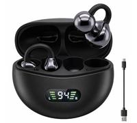 Auriculares Bluetooth 5.4 Open Ear, Auriculares Clip-On Conducción Ósea, 48H Autonomía, DNN Noise Cancelling, Graves Potentes, IPX7 Resistente al Agua, Audífonos Inalámbricos Deportivos y Gaming