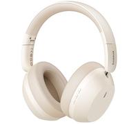 Baseus Auriculares Bluetooth sobre la Oreja con Graves potentes, 50 Horas de autonomía, claridad de Llamadas ENC, Aislamiento del Ruido, Ajuste cómodo, Ligeros y Plegables (Blanco)