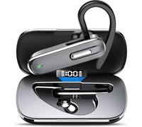 Auriculares Bluetooth con micrófono LED CVC8.0, manos libres Bluetooth, auriculares con 100 horas de reproducción con estuche de carga, auriculares inalámbricos para iOS, Android y portátil (con
