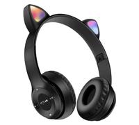 Auriculares Bluetooth con orejas de gato, control de volumen, 7 luces LED de colores, aislamiento de ruido para una escucha ininterrumpida, para