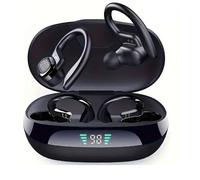Auriculares Bluetooth inalámbricos transparentes, auriculares estéreo cancelación de ruido con pantalla digital, deporte, negro