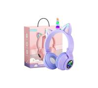 Auriculares Bluetooth infantiles ZLCUnicorn, inalámbricos plegables con micrófono y control de volumen, diseño de unicornio (morado) -