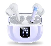 Auriculares Bluetooth intrauditivos, Auriculares inalámbricos ANC Bluetooth 5.4, 36H Tiempo de reproducción Pantalla LED, Modo Transparencia Cascos Sonido estéreo con Graves Profundos(Púrpura)