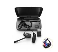 Auriculares Bluetooth mono de oreja abierta, auricular inalámbrico Bluetooth de una sola pieza de oreja con micrófono desmontable, auriculares ENC con cancelación de ruido, ajuste universal izquierdo