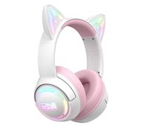 Auriculares Bluetooth Orejas de Gato Cascos Inalambricos + Cable USB, Rosa | con Luz LED RGB, 2,4 GHz, Sonido Estéreo, Con Micrófono, Para PC TV Tableta Movil Niños Niñas Adultos Regalo de cumpleaños