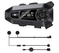 Auriculares Bluetooth para motocicleta, auriculares Bluetooth para casco con 2 tipos de micrófonos, llamadas manos libres/música/IPX6/